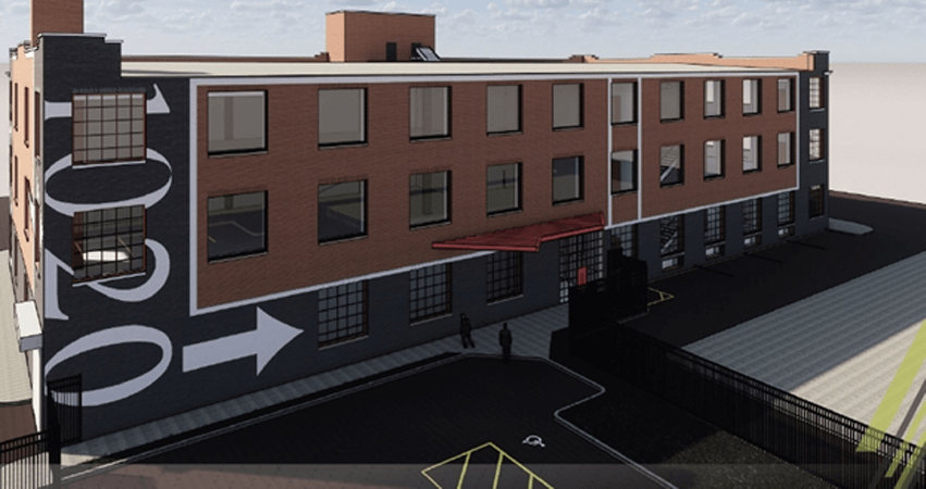 Rendition of the renovated, 57,000 square foot 1020 W. Pratt Street manufacturing location.